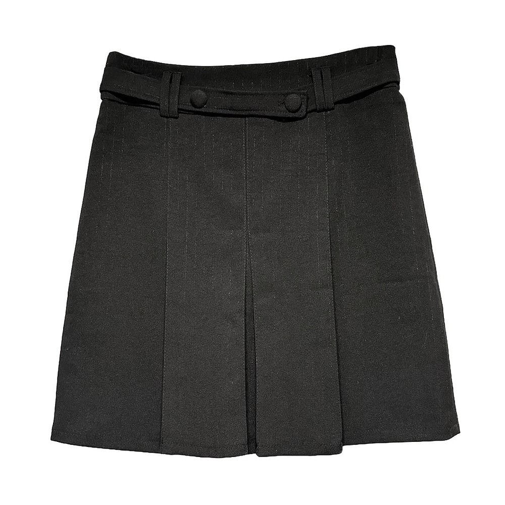 WILSON WEN Vintage Front Pleated Pinstripe Mini Skirt • Large • black,‎ silver - Picture 6 of 6